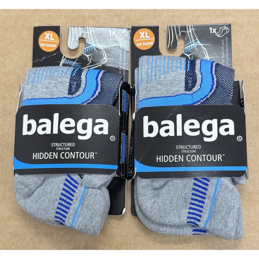 2 Pack - BALEGA HIDDEN CONTOUR NO SHOW SOCKS - Midgrey / Ink - XL MEN'S 12-14